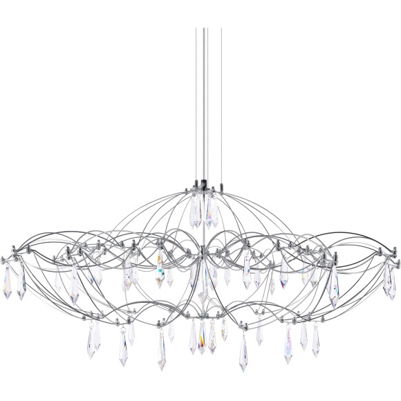 10586/900 Silver Asfour Loft It MIRA Подвесной светильник, LED 27 Вт, 3000 К, 3240 Лм, IP20, 12–24 В, серебристое металлическое основание, прозрачный хрустальный плафон
