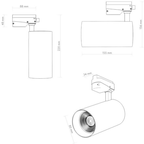 Однофазный двужильный светодиодный трековый светильник Denkirs DK6456-BK SOLID KOPER 4000К 2700Лм CRI90+ 24° 30Вт