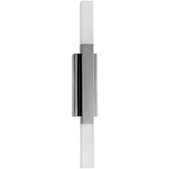 Хромированная подсветка для зеркала EGLO ALCUDIA 900618, встроенный LED 2 × 5,5Вт, 3000К, CRI 80, 1200Лм, IP44, подключение 220В, алюминий и сталь, сатиновый пластик, длина 420 мм, высота 30 мм, выступ 60 мм
