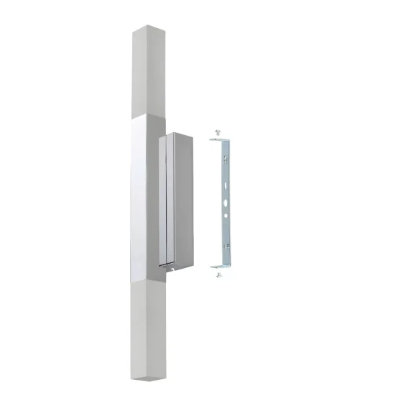 Хромированная подсветка для зеркала EGLO ALCUDIA 900618, встроенный LED 2 × 5,5Вт, 3000К, CRI 80, 1200Лм, IP44, подключение 220В, алюминий и сталь, сатиновый пластик, длина 420 мм, высота 30 мм, выступ 60 мм