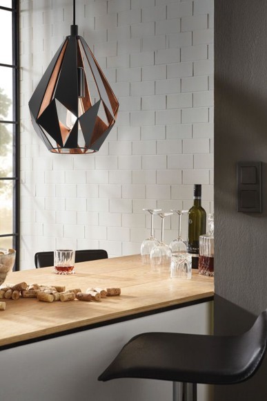 49997 Подвес CARLTON 1, 1х60W(E27), ?205, H1100, сталь, черный, медный