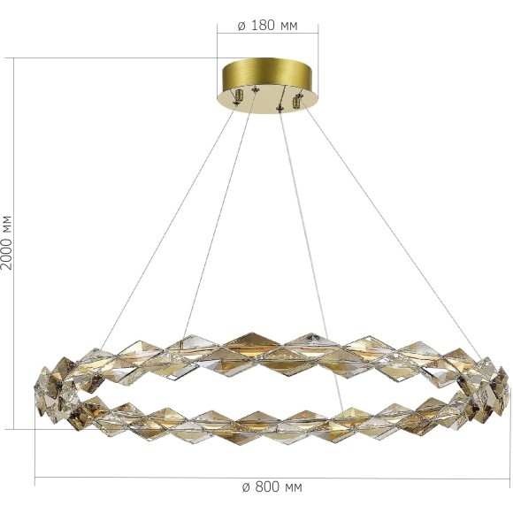SL6009.213.01 Люстра подвесная ST-Luce Золотой/Прозрачный,Янтарный LED 1*30W 3000K DIAMANTA