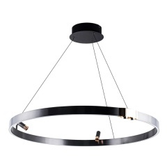 Подвесная черная светодиодная люстра-кольцо 80см 38Вт 914лм 3000К Arte Lamp CESARE A1993SP-38BK Подвесная черная светодиодная люстра-кольцо 80см 38Вт 914лм 3000К Arte Lamp CESARE A1993SP-38BK