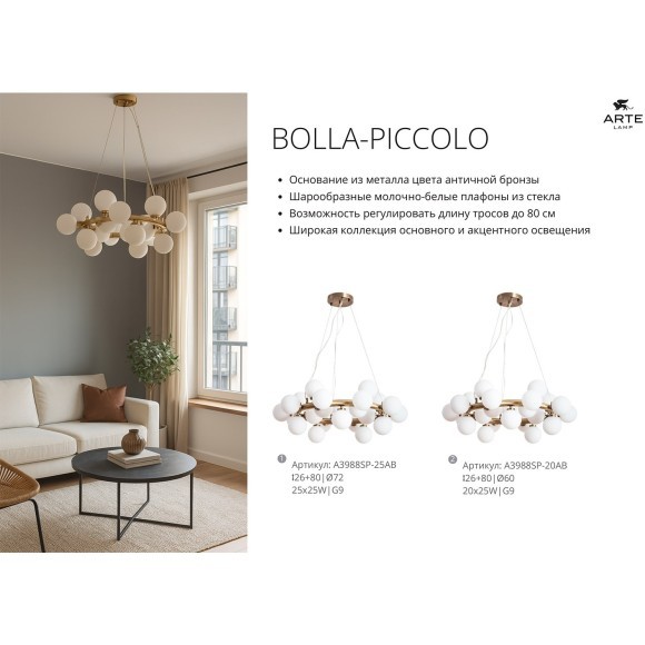 Бра Arte Lamp BOLLA-PICCOLO A3989AP-2AB