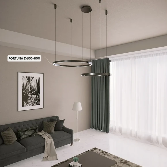 FORTUNA SP123W LED BLACK 1811/302N Crystal Lux Чёрная светодиодная люстра кольцо, LED 123 Вт, 3000–6300 К, пульт, 7200 Лм, CRI 80, IP20, 220 В