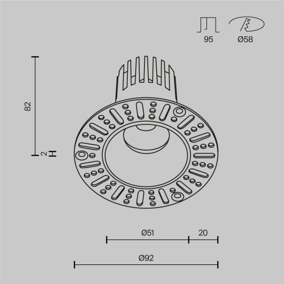Встраиваемый светильник Maytoni Dip Hight LED Ra90 Lm1060 3000K 10Вт 50° DL119-10W-3K-TRS-B