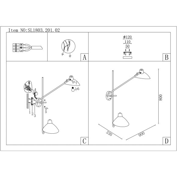 SL1803.201.02 Бра ST-Luce Золотистый, Черный/Черный E27 2*60W JARRO