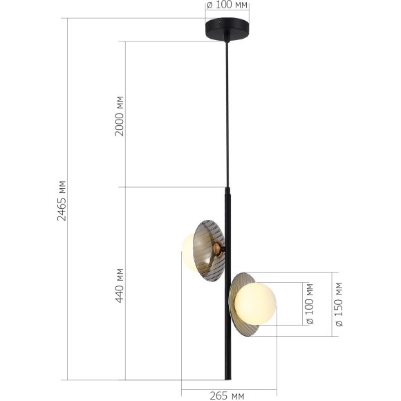 SL1521.403.02 Светильник подвесной ST-Luce Черный/Дымчатый, Белый G9 2*5W 4000K NOON