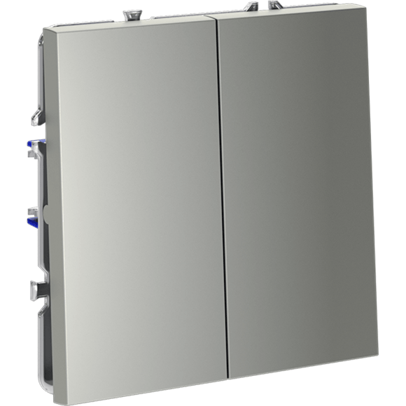 Выключатель с самовозвратом встраиваемый VOLTUM S70 двухклавишный 10А, (сталь)