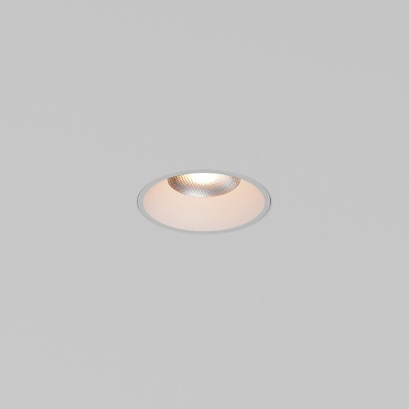 Maytoni Mini DL059-7W3K-TRS-W Белый круглый безрамочный светодиодный светильник-спот встраиваемый в ГКЛ, COB LED 7Вт 3000K 50° 650Лм CRI90 IP20 220V светодиоды Bridgelux, диммируемые при смене блока питания