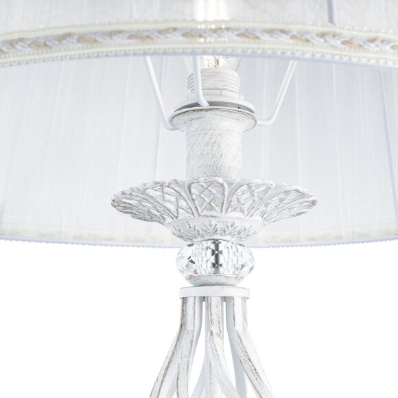 Maytoni Grace ARM247-11-G Торшер напольный в классическом стиле, высота 165 см, белый металл, белый текстильный абажур диаметром 38см, лампа  E14 1x40W IP20 220В