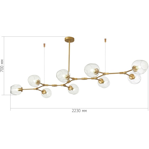 SLE154823-09 Светильник подвесной Золотистый/Прозрачный E27 9*40W RAMETTO SLE154823-09 Светильник подвесной Золотистый/Прозрачный E27 9*40W RAMETTO