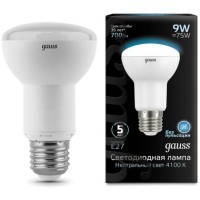 106002209 Лампа Gauss LED R63 E27 9W 700lm 4100K 1/10/50