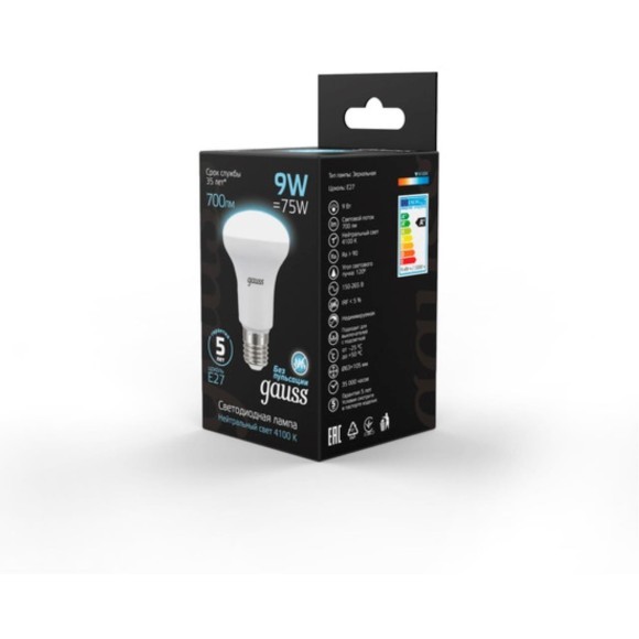 106002209 Лампа Gauss LED R63 E27 9W 700lm 4100K 1/10/50 106002209 Лампа Gauss LED R63 E27 9W 700lm 4100K 1/10/50