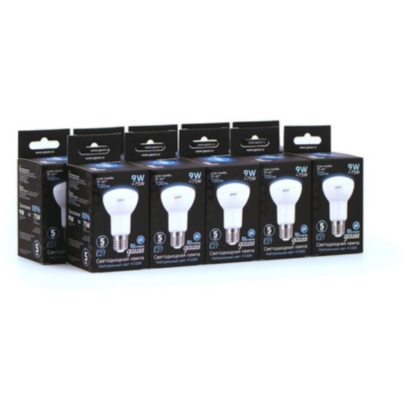 106002209 Лампа Gauss LED R63 E27 9W 700lm 4100K 1/10/50 106002209 Лампа Gauss LED R63 E27 9W 700lm 4100K 1/10/50