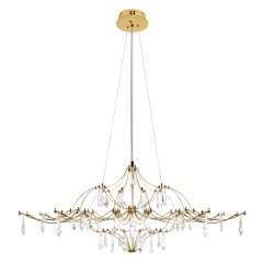 10587/1000 Gold Asfour LOFT IT MIRA Подвесной светильник с золотым металлическим основанием и прозрачным хрустальным плафоном, LED 27 Вт, 3000 К, 3240 Лм, IP20, 12–24 В