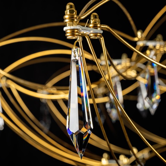 10587/1000 Gold Asfour LOFT IT MIRA Подвесной светильник с золотым металлическим основанием и прозрачным хрустальным плафоном, LED 27 Вт, 3000 К, 3240 Лм, IP20, 12–24 В