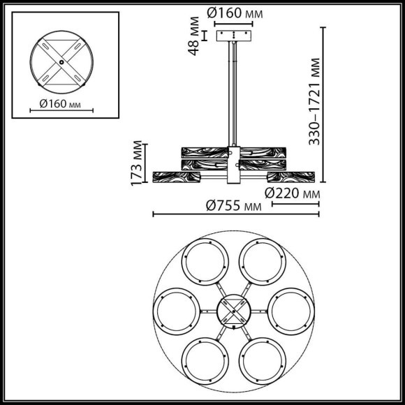 Люстра подвесная LED x 99W 2000К/3000K/4000K/переключ. RIVIERA 5450/99LB