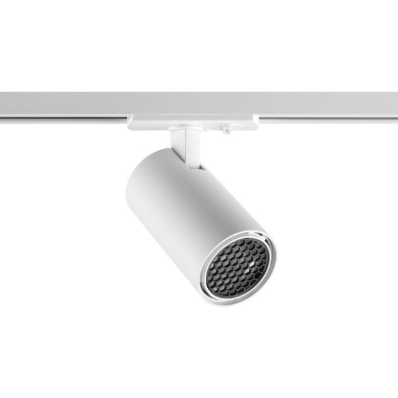 Novotech SELENE 359902 Современный трековый поворотный LED-светильник-спот направленного света для однофазной двухжильной системы BASE, 10Вт, 610Лм, 4000К, угол 36°, CRI90, UGR19, 220В, IP20, белый алюминий, длина 120 мм, ширина 55 мм, высота 87 мм