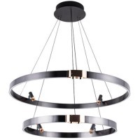 Подвесная черная светодиодная люстра с 2 кольцами 80см и 60см 64Вт 1485лм 3000К Arte Lamp CESARE A1993SP-64BK