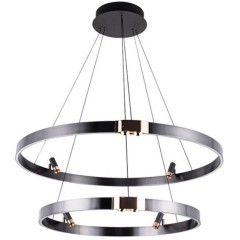 Подвесная черная светодиодная люстра с 2 кольцами 80см и 60см 64Вт 1485лм 3000К Arte Lamp CESARE A1993SP-64BK