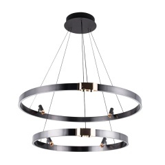 Подвесная черная светодиодная люстра с 2 кольцами 80см и 60см 64Вт 1485лм 3000К Arte Lamp CESARE A1993SP-64BK Подвесная черная светодиодная люстра с 2 кольцами 80см и 60см 64Вт 1485лм 3000К Arte Lamp CESARE A1993SP-64BK