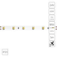 Светодиодная лента 24В 4,8Вт/м 550Лм/м 3000К CRI 90+ 8мм SMD2835 IP20 5м Arte Lamp  Arte Lamp TAPE A2406008-01-3K