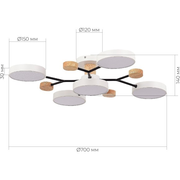 SLE6006-502-05 Светильник потолочный Белый/Белый LED 5*12W 3000K/4500K/6000K FAEMA