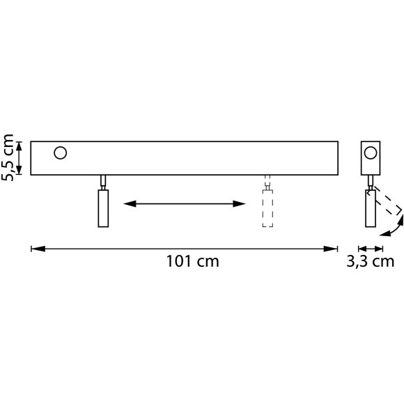 Настенный трековый светильник 220В (1000мм) 24В 5Вт+24В 7Вт Fiume Spot Lightstar 810647