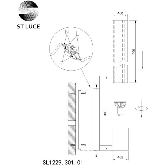 SL1229.301.01 Бра ST-Luce Латунь/Прозрачный GU10 1*5W TERNI