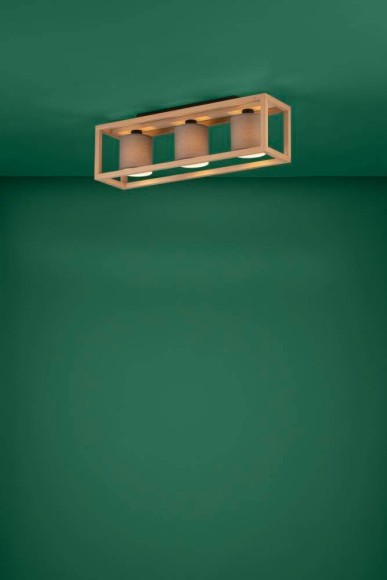 390106 EGLO GRANADOS Потолочный светильник с тремя лампами E27, 120Вт, ткань белый, дерево коричневый