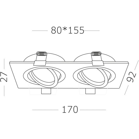 ST251.408.02 Св-к встр. Черный GU10 2*50W  IP20 L170xW92xH27 220V Без ламп Встраиваемые светильники