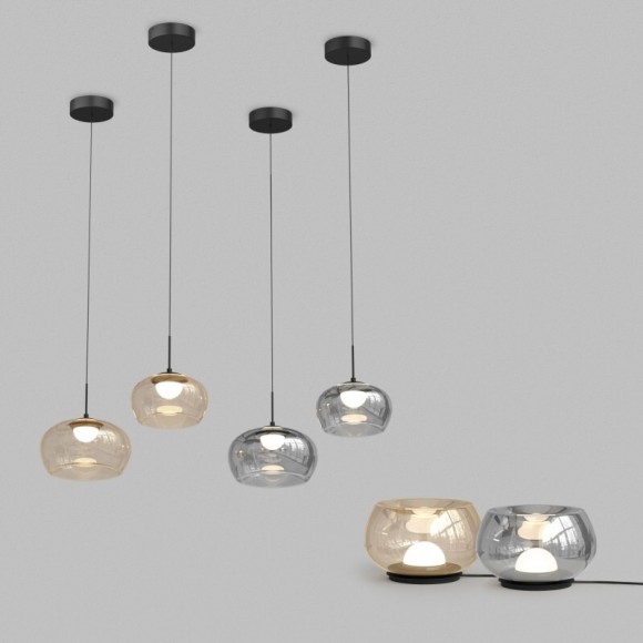 DK6747-BK+SM Настольная лампа с дымчатым серым стеклом Denkirs FLOA 8 Вт 3000К