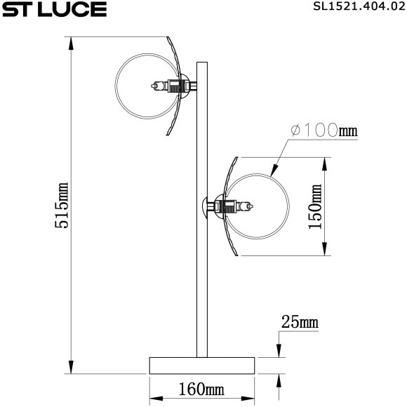SL1521.404.02 Прикроватная лампа ST-Luce Черный/Дымчатый, Белый G9 2*5W 4000K NOON
