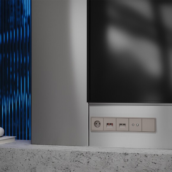 Накладка для розетки компьютерной двойной RJ45+RJ45 кат.6, S70 (капучино)