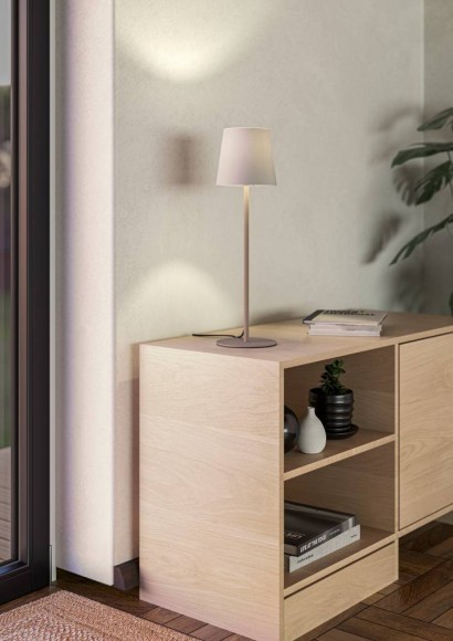 901128 FIORANA Настольная лампа с 1 лампой E14, 40Вт, механический выключатель, металл коричневый, ткань белый