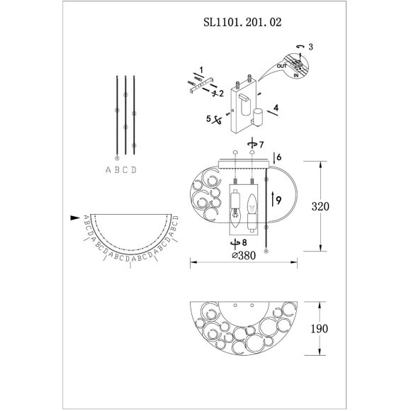 SL1101.201.02 Бра ST-Luce Шампань/Шампань, Прозрачный E14 2*40W DOLCIMA