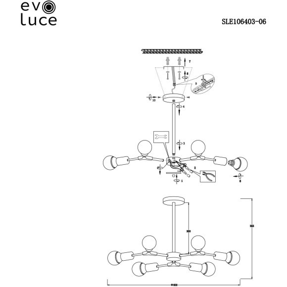 SLE106403-06 Светильник потолочный Серый, Розовое золото E27 6*60W PALARE