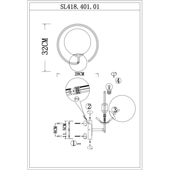 SL418.401.01 Светильник настенный Черный/Белый E27 1*60W GALIO SL418.401.01 Светильник настенный Черный/Белый E27 1*60W GALIO