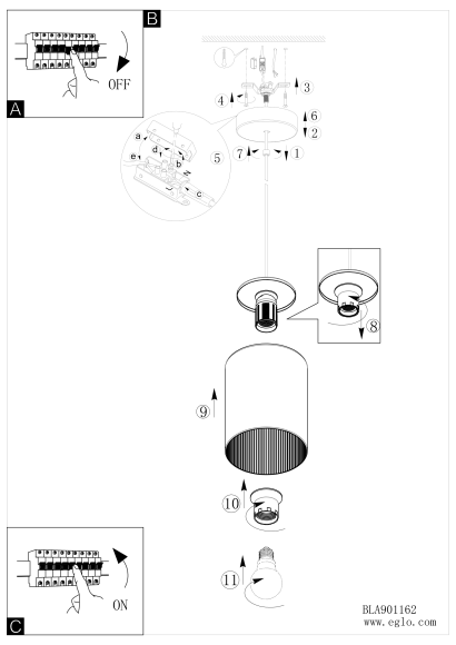 Подвесной светильник EGLO 901162 под лампу E27, макс. 40Вт, матовый серый цилиндрический плафон, диаметр 150 мм, высота 1100 мм