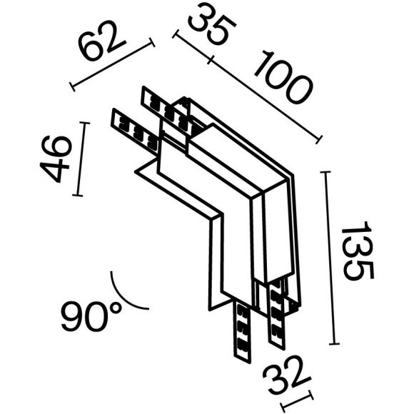 Угловой соединитель вертикальный для шинопроводов в ГКЛ 12.5мм Maytoni Exility TRA034ICL-42.12W