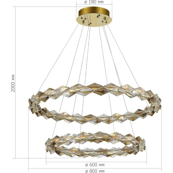 SL6009.203.02 Люстра подвесная ST-Luce Золотистый/Прозрачный,Янтарный LED 1*45W 3000K DIAMANTA
