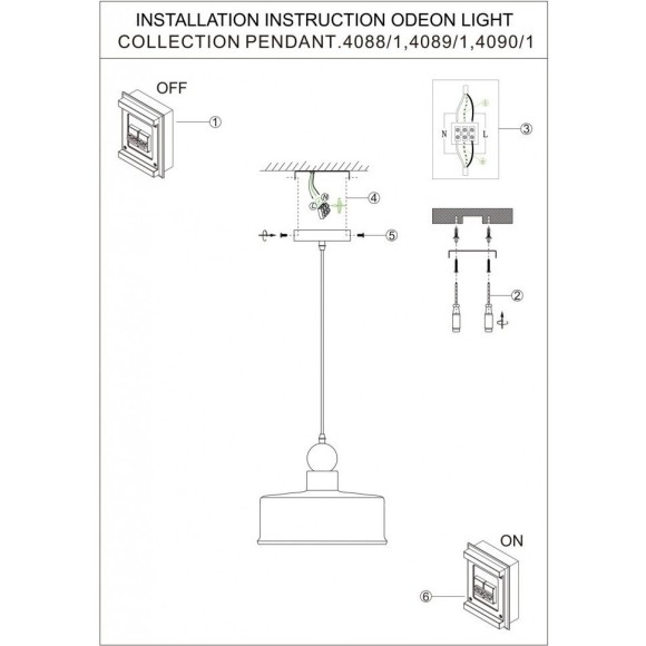 Подвесной светильник с 1 плафоном Odeon Light 4088/1 BOLLI под лампу 1xE27 1*40W