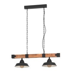 44085 EGLO OLDBURY Подвесной светильник на 2 лампы E27, 120Вт, сталь/дерево, черный/коричневый 44085 EGLO OLDBURY Подвесной светильник на 2 лампы E27, 120Вт, сталь/дерево, черный/коричневый