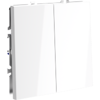 Перекрестный переключатель встраиваемый VOLTUM S70 двухклавишный 10А, (белый глянцевый)