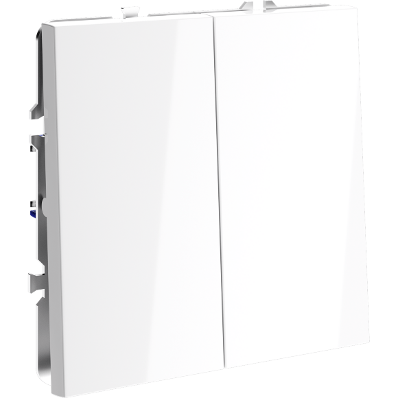 Перекрестный переключатель встраиваемый VOLTUM S70 двухклавишный 10А, (белый глянцевый)