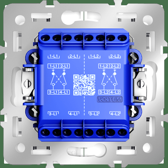 Перекрестный переключатель встраиваемый VOLTUM S70 двухклавишный 10А, (белый глянцевый)