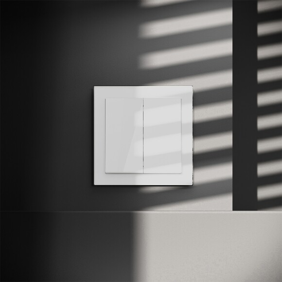 Перекрестный переключатель встраиваемый VOLTUM S70 двухклавишный 10А, (белый глянцевый)