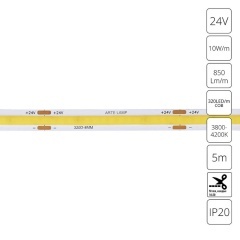 A2432008-02-4K Светодиодная лента 24В 10Вт/м 850Лм/м 4000К CRI 90+ 8мм COB 320шт/м 5м IP20 A2432008-02-4K Светодиодная лента 24В 10Вт/м 850Лм/м 4000К CRI 90+ 8мм COB 320шт/м 5м IP20