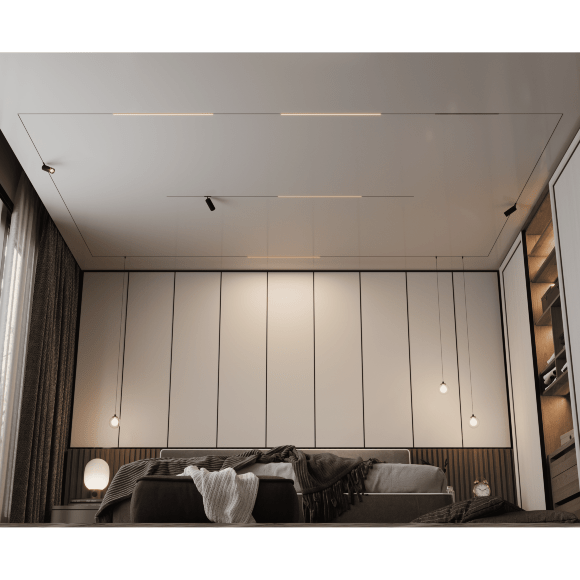 Встраиваемый магнитный шинопровод в натяжной ПВХ потолок Crystal Lux CLT 0.136 01 L2000 BL 1407/035